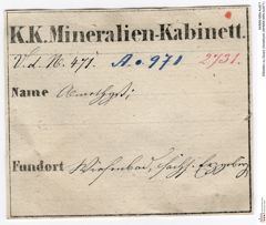 Etiketten zu Quarz (Amethyst) (NHMW-MIN-Ao971)